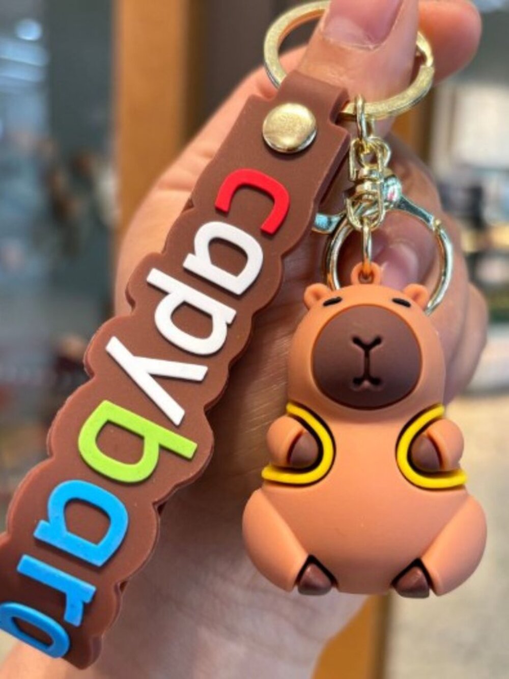 Cute Capybara Keychain Cartoon Silicone Bag Charm Wrist Strap